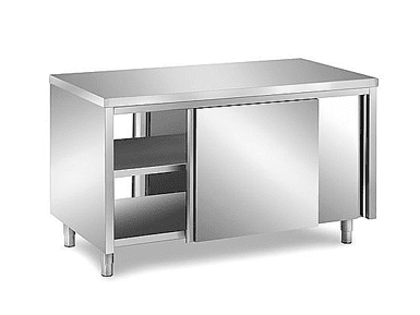 Tavolo Inox passante con sportelli scorrevoli